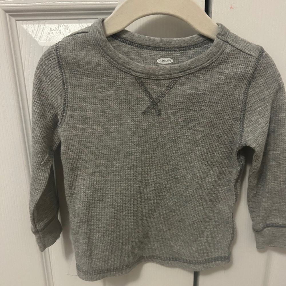 Two Old navy thermal long sleeve boy shirts size 18-24 months
